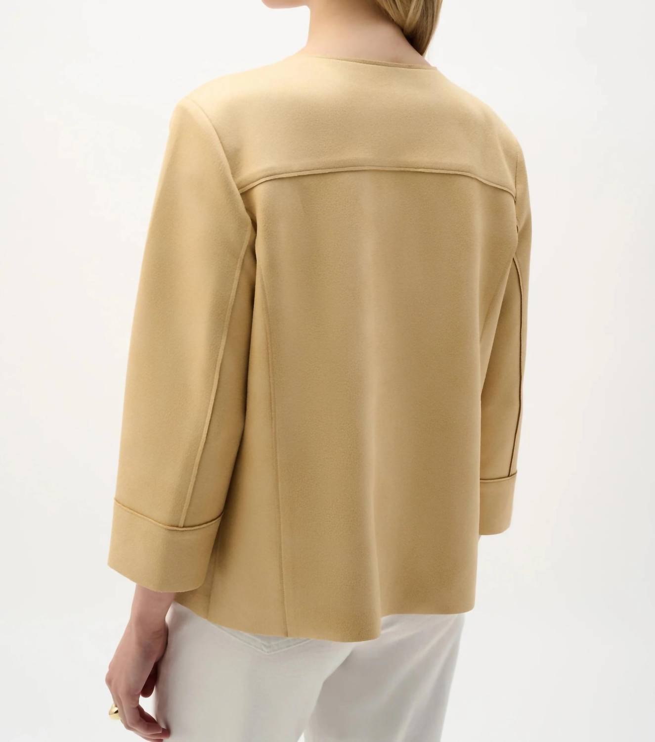 Joseph Ribkoff - Studded Open Front Boxy Faux Suede Jacket