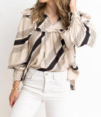 Karlie - Stripe Puff Sleeve Top