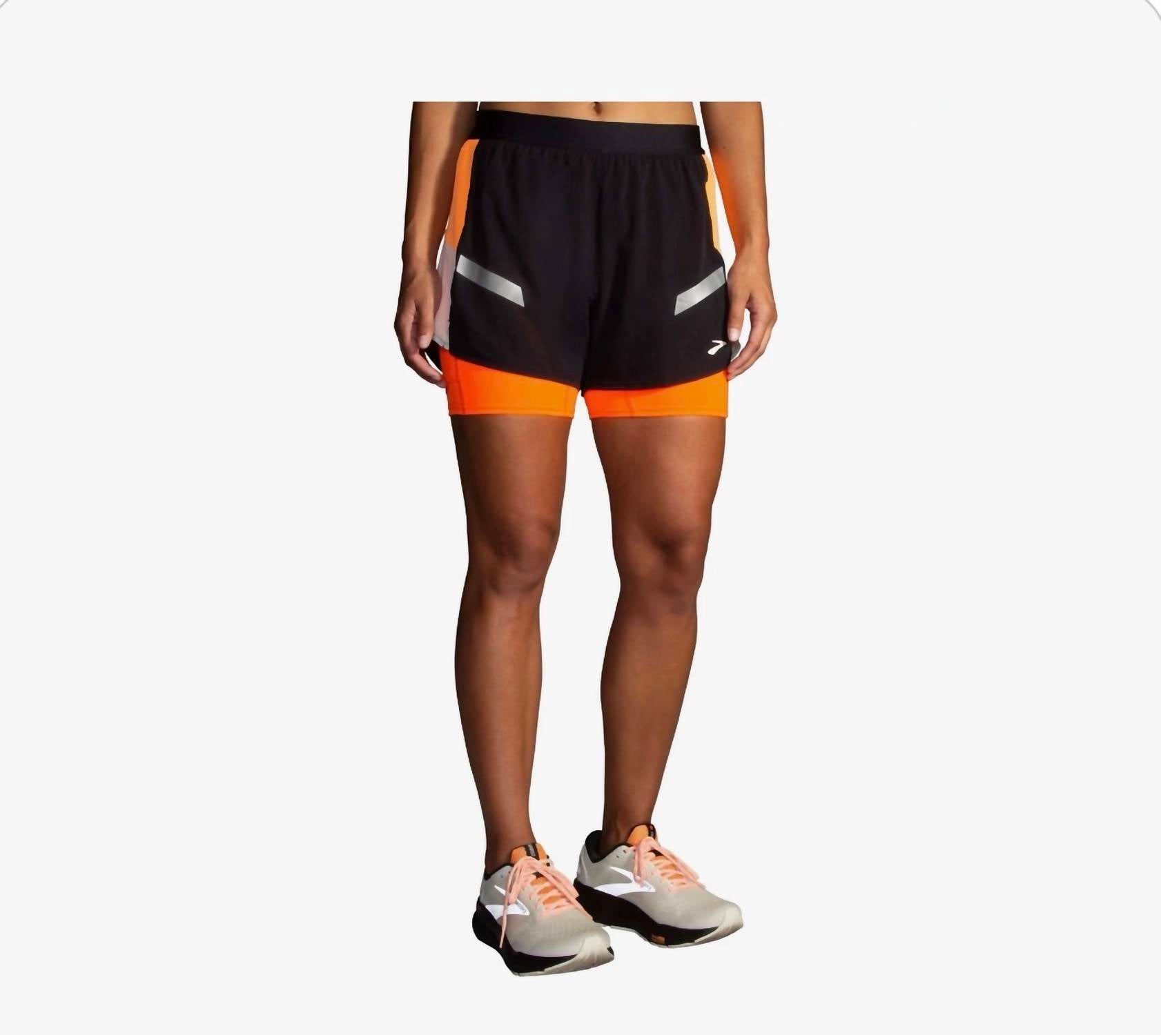 BROOKS Run Visible 2 In 1 Shorts in 1 shorts in orange - women's shorts