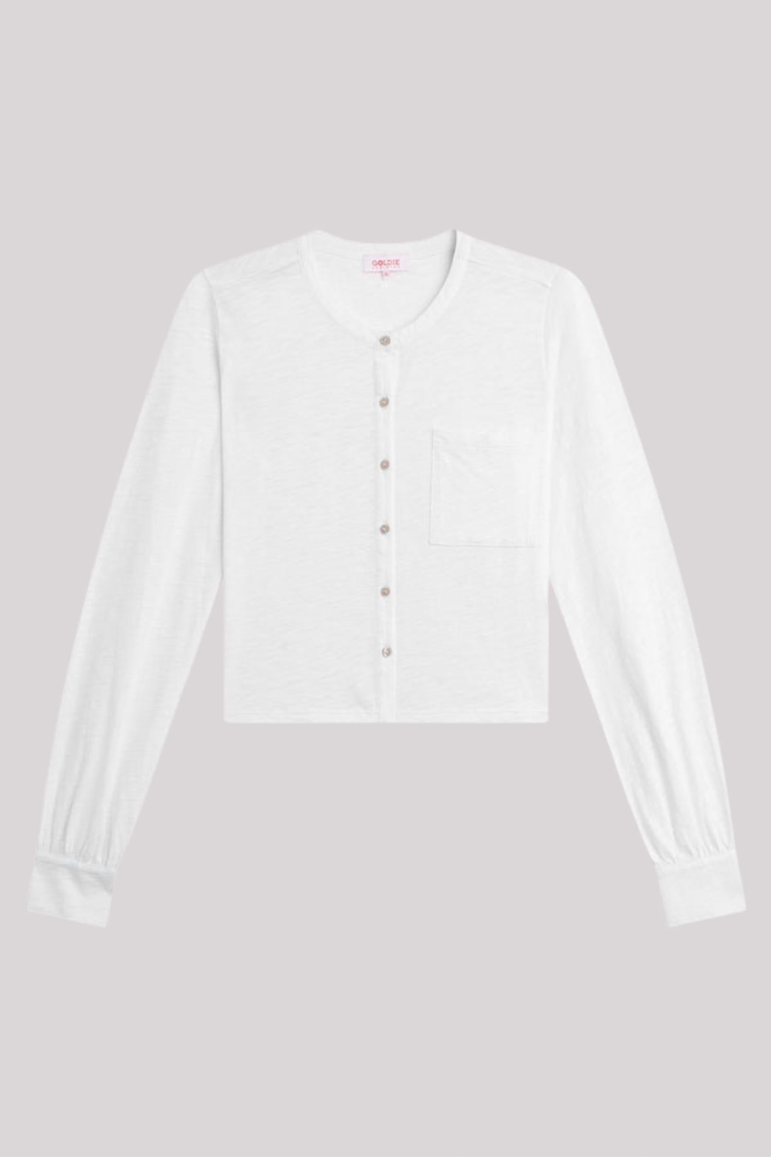 GOLDIE Julia Crop Shirt in white - women's long sleeve top - view 4