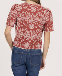 Dear John Denim - Tie Front Embroidery Top