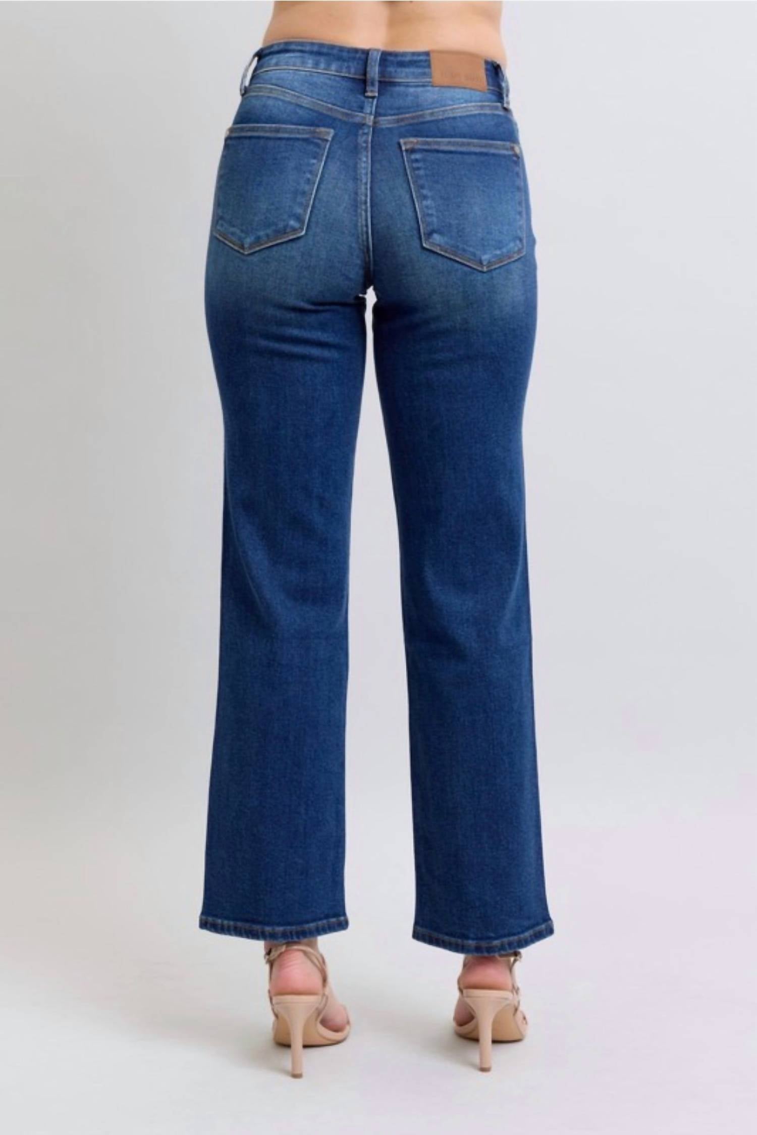 Judy Blue - Mid Rise Side Seam Straight Jeans