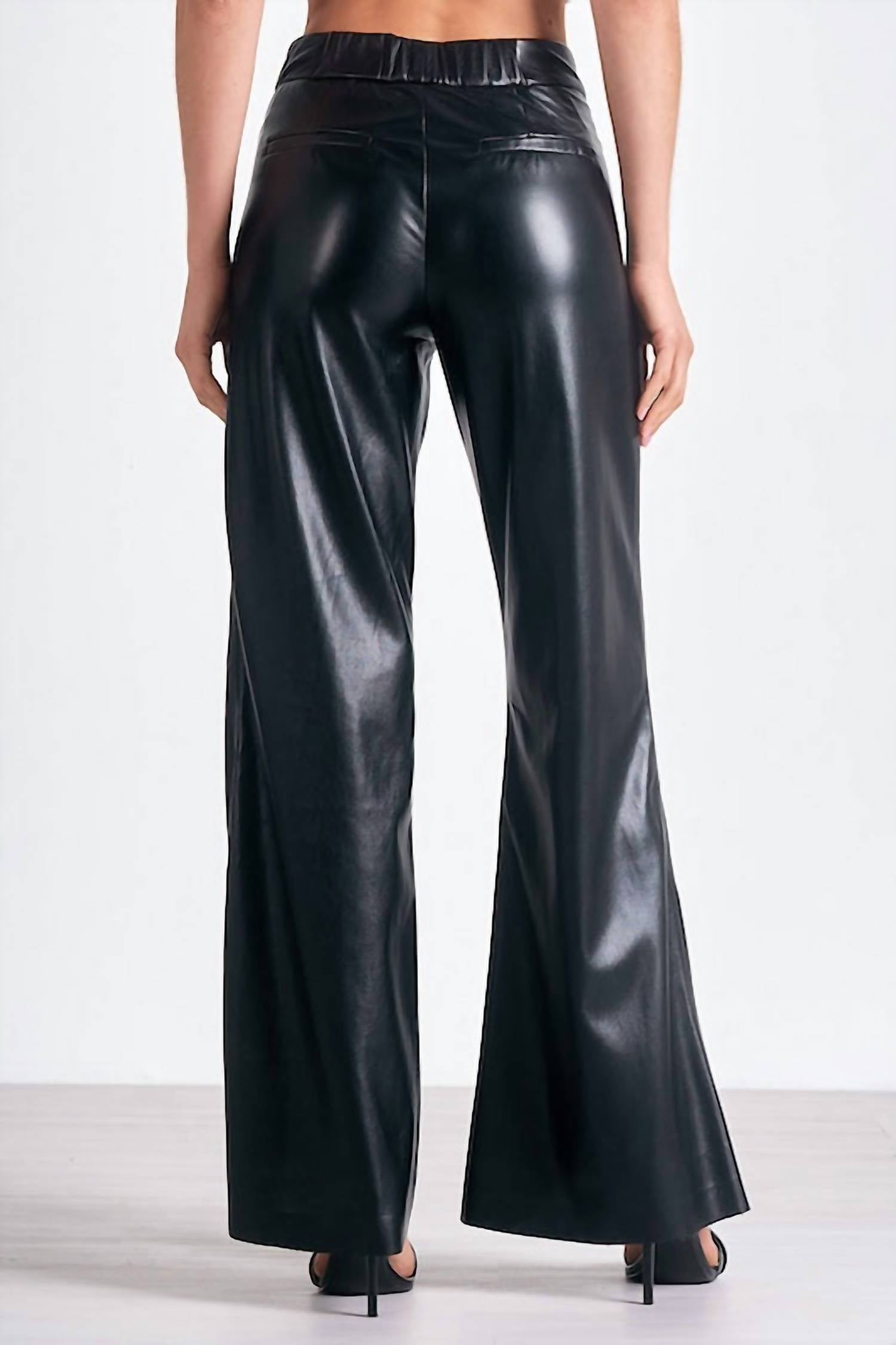Elan - Faux Leather High Waist Flare Pants