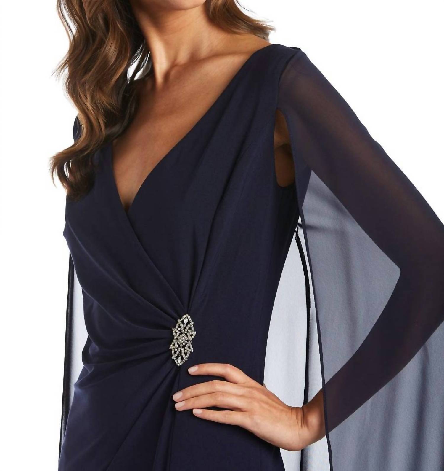 R&M Richards - Chiffon Duster Cape Gown