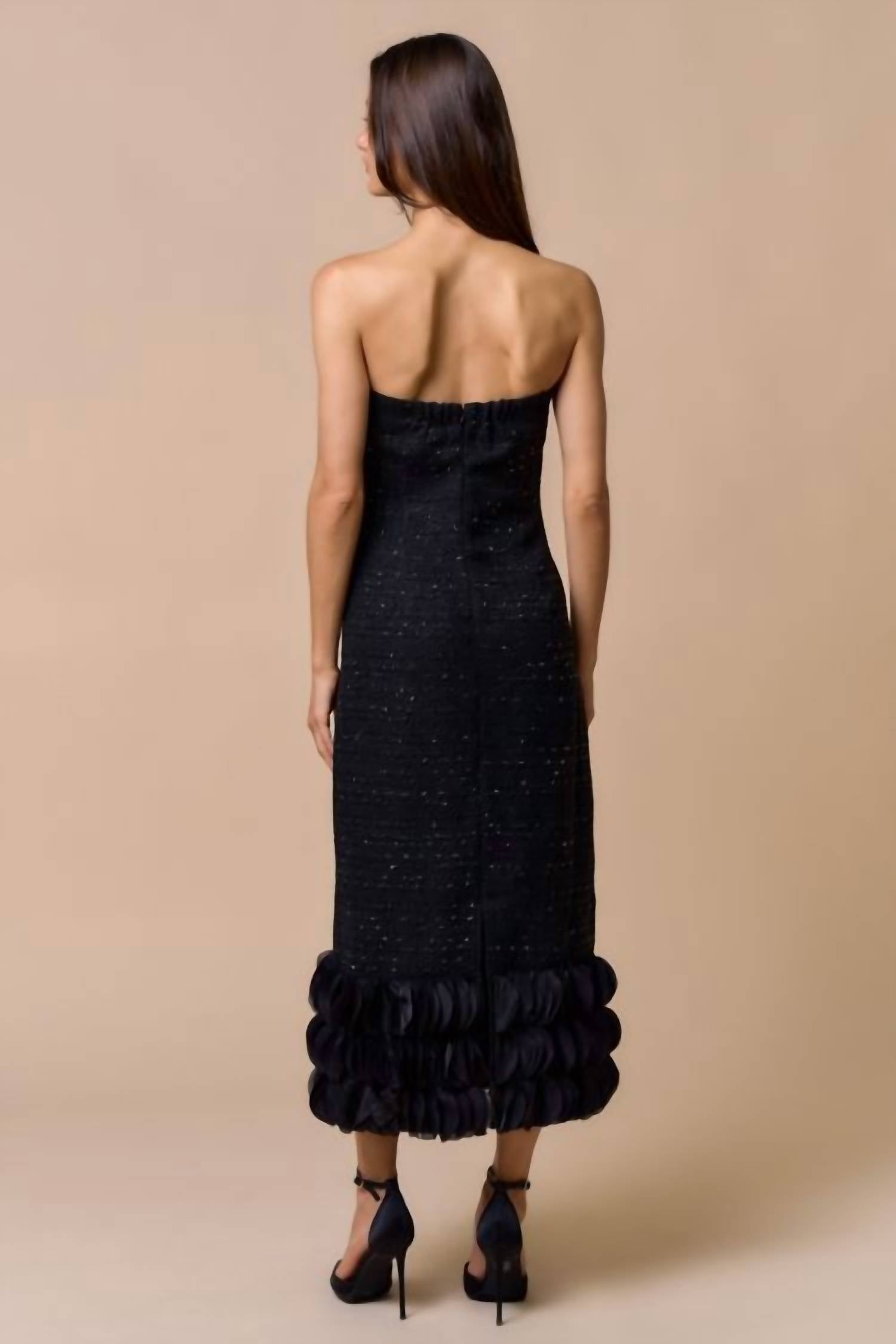 Lalavon - Tweed Strapless Maxi Dress