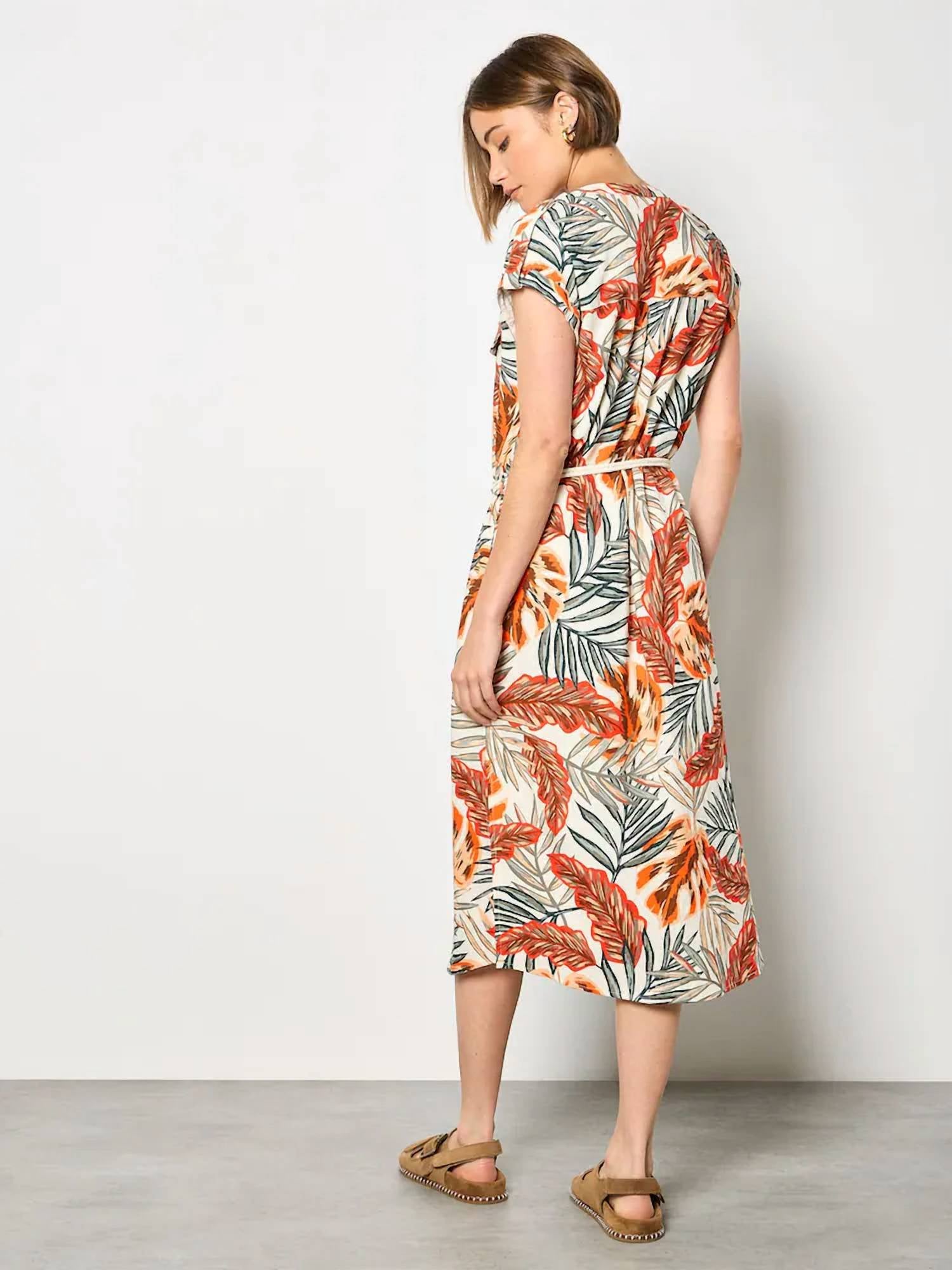 Apricot - Painted Banana Leaf Dress