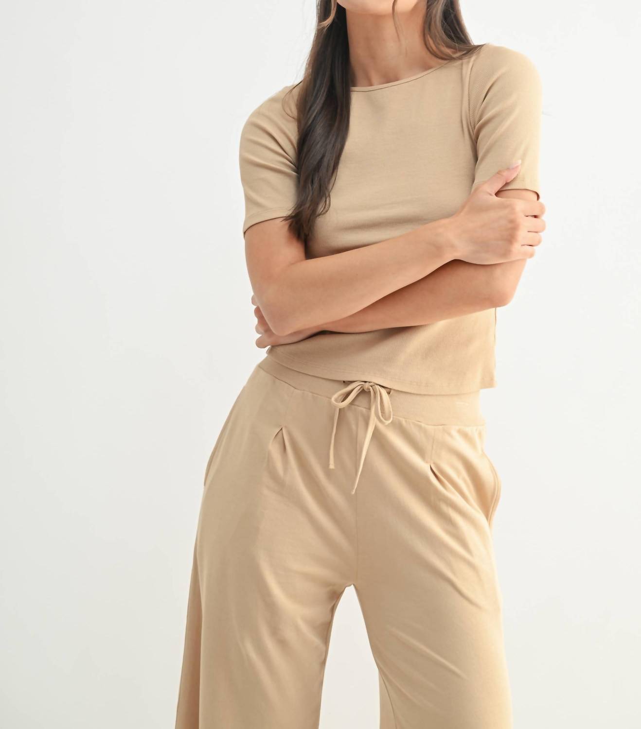 mono b Vintage Ease Pima Cotton Set in taupe - women's sleepwear - detail view