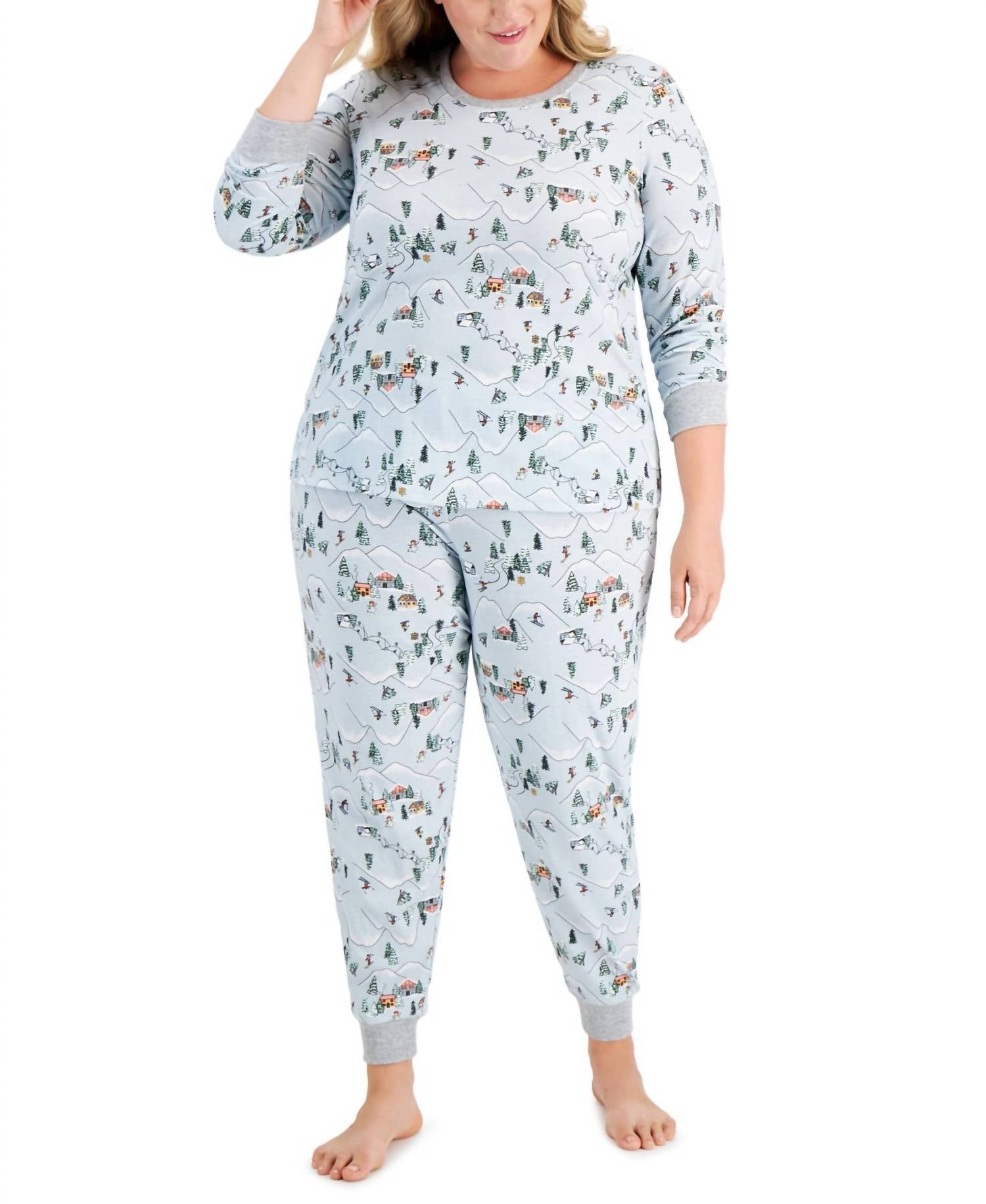 Family Pjs - Matching Plus Size Ski Mountain Pajama Set