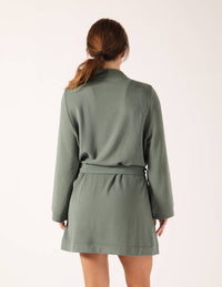 glyder Cloud Fleece Robe in basil - women's intimate - alternate view