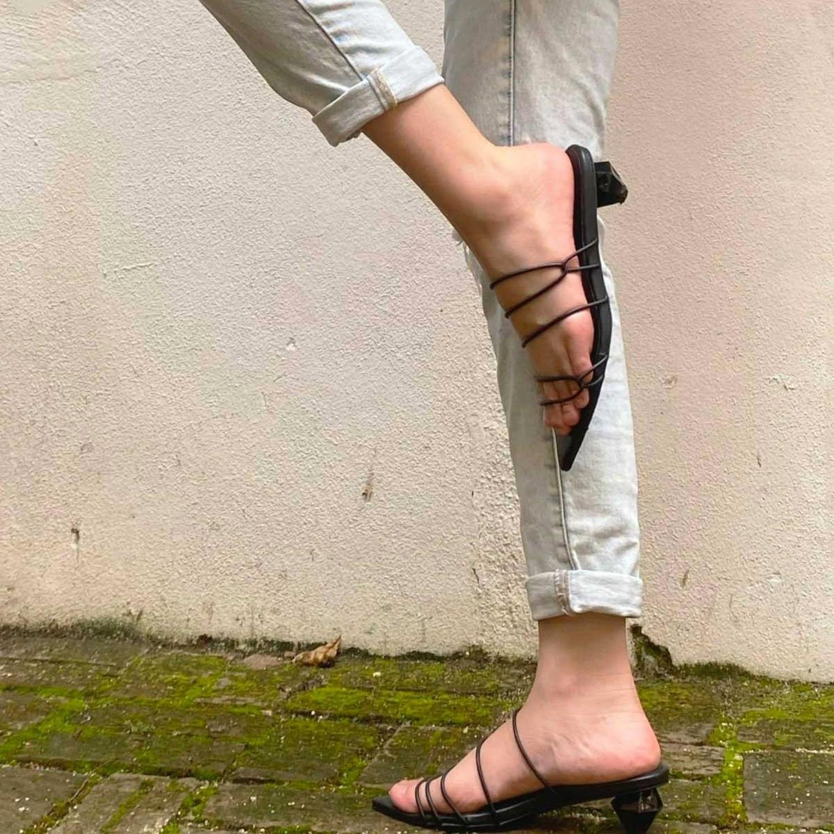 Volair - Women's Vegan Leather Diamond Shaped Sandal Heel