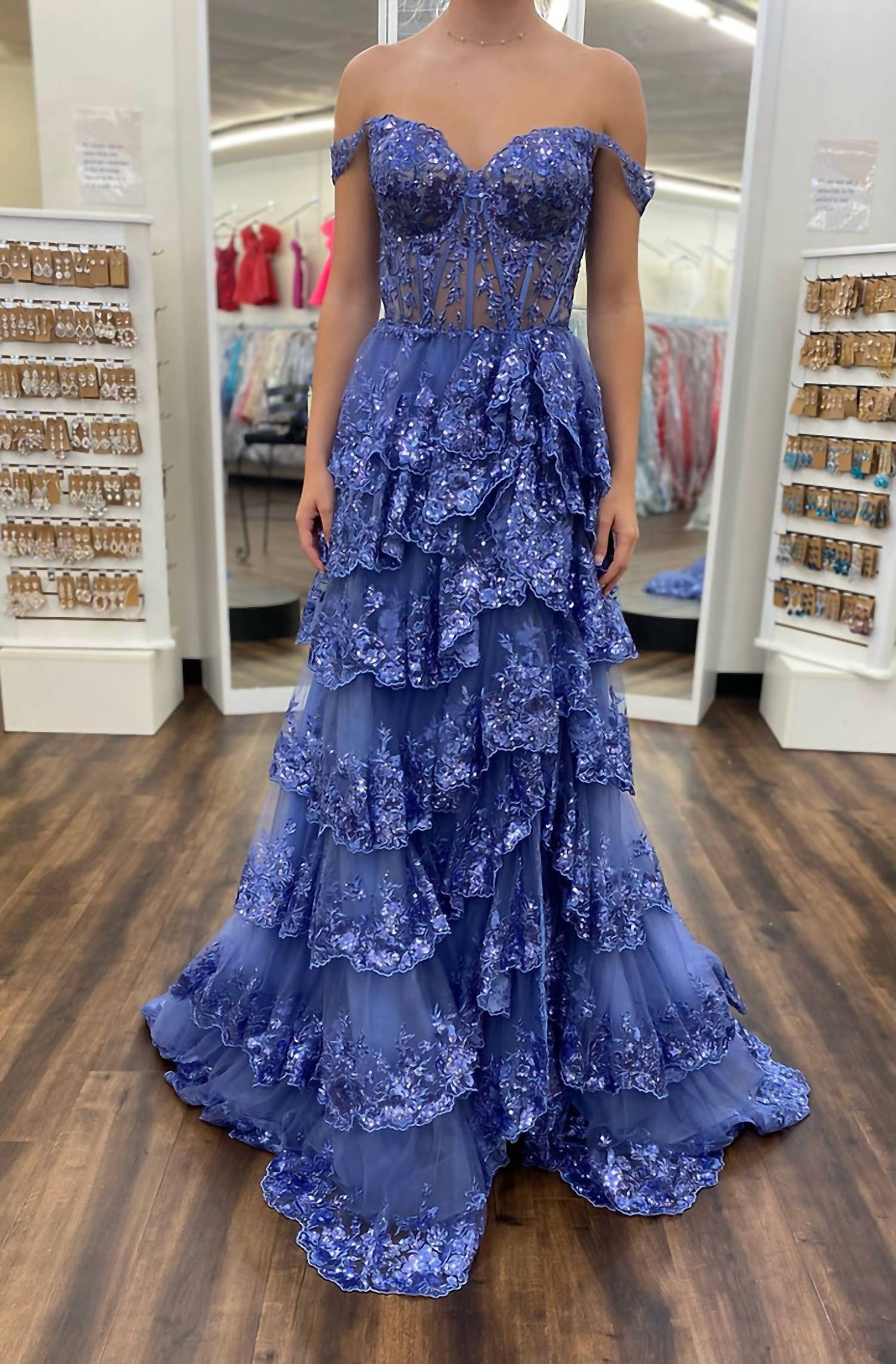 Sherri Hill Women's Sequin Corset Gown in periwinkle - women's dress