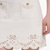 Self-Portrait - Broderie Denim Mini Skirt
