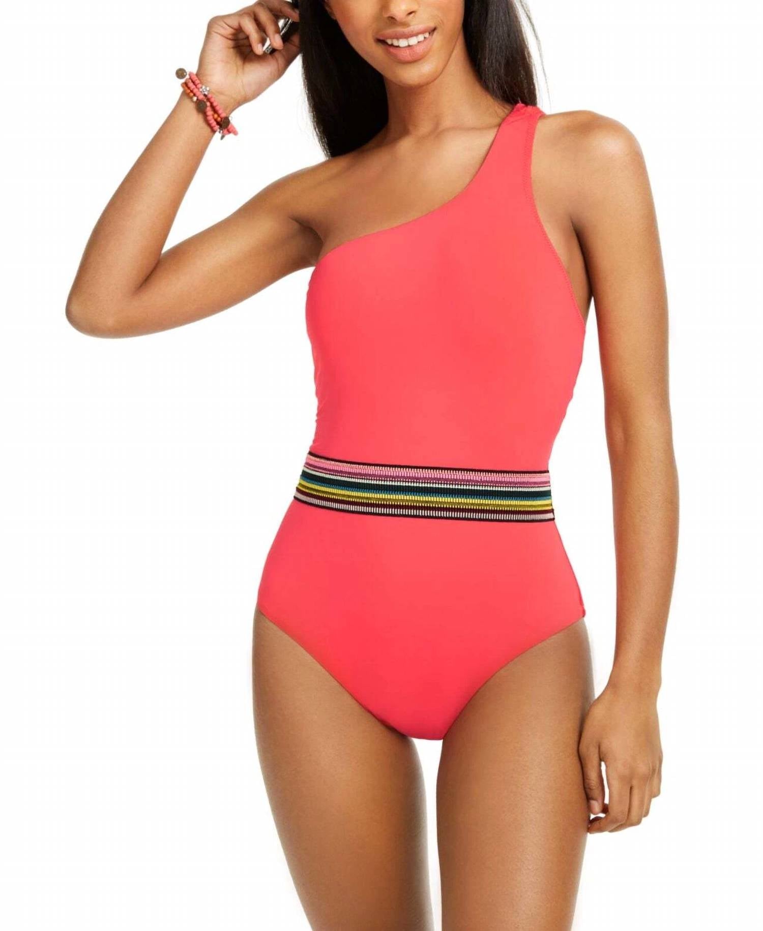 Bar Iii - Cabo Wabo Asymmetrical Banded One-Piece Swimsuit