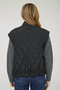 Blu Pepper - Tie-detail Snap-button Quilted Puffer Western Vest