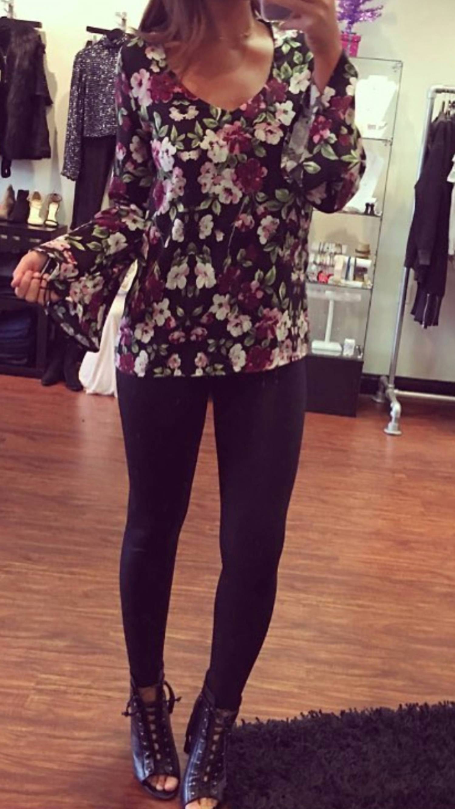 Michael Lauren - Floral Bell Sleeve Top