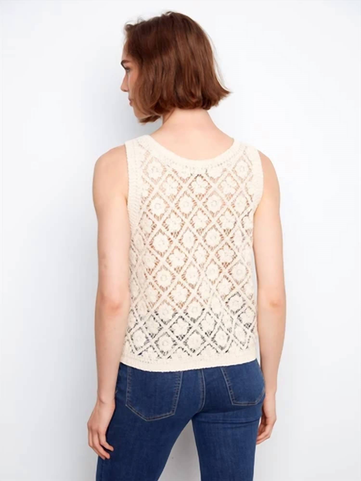 Charlie B - Crotchet Button Up Sleeveless Vest