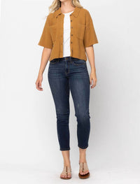 Judy Blue Mid Rise Cropped Relaxed Denim Jeans in blue - women's jeans - view 5