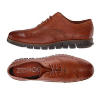 COLE HAAN Men's Zerogrand Wing Wide Oxford Shoes in british tan - men's shoe - detail view