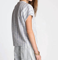 Thread & Supply Zaria Short Sleeve Top in blue white - women's blouse - alternate view