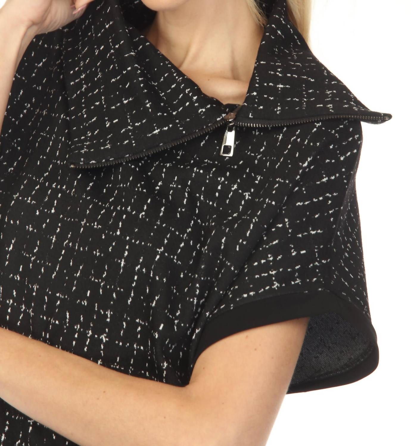 Joseph Ribkoff Checkered Jacquard Tunic Top in black off white 1 - women's shirt - view 5