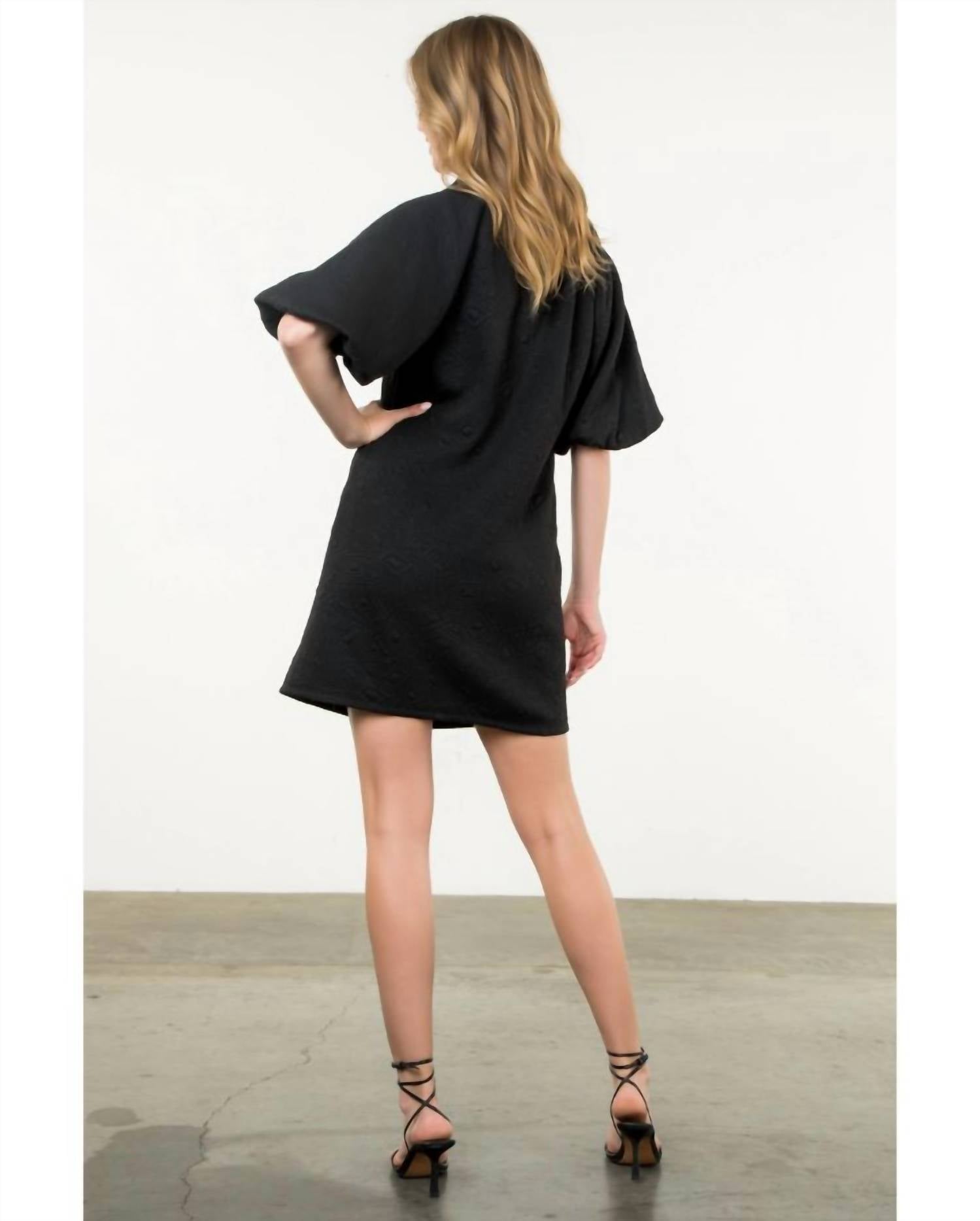 Thml - Puff Sleeve Textured Midi Dress