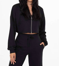 Mono B - Women's Handle That Crop Hoodie Zip Up Jacket