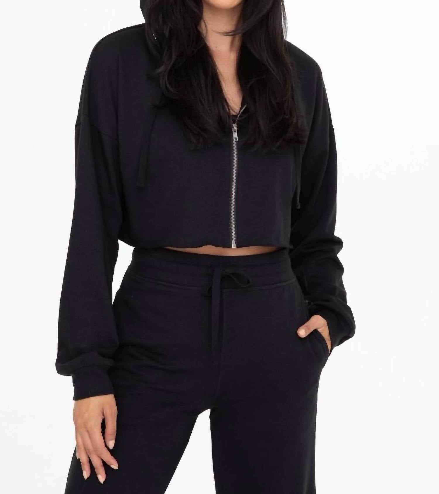Mono B - Women's Handle That Crop Hoodie Zip Up Jacket