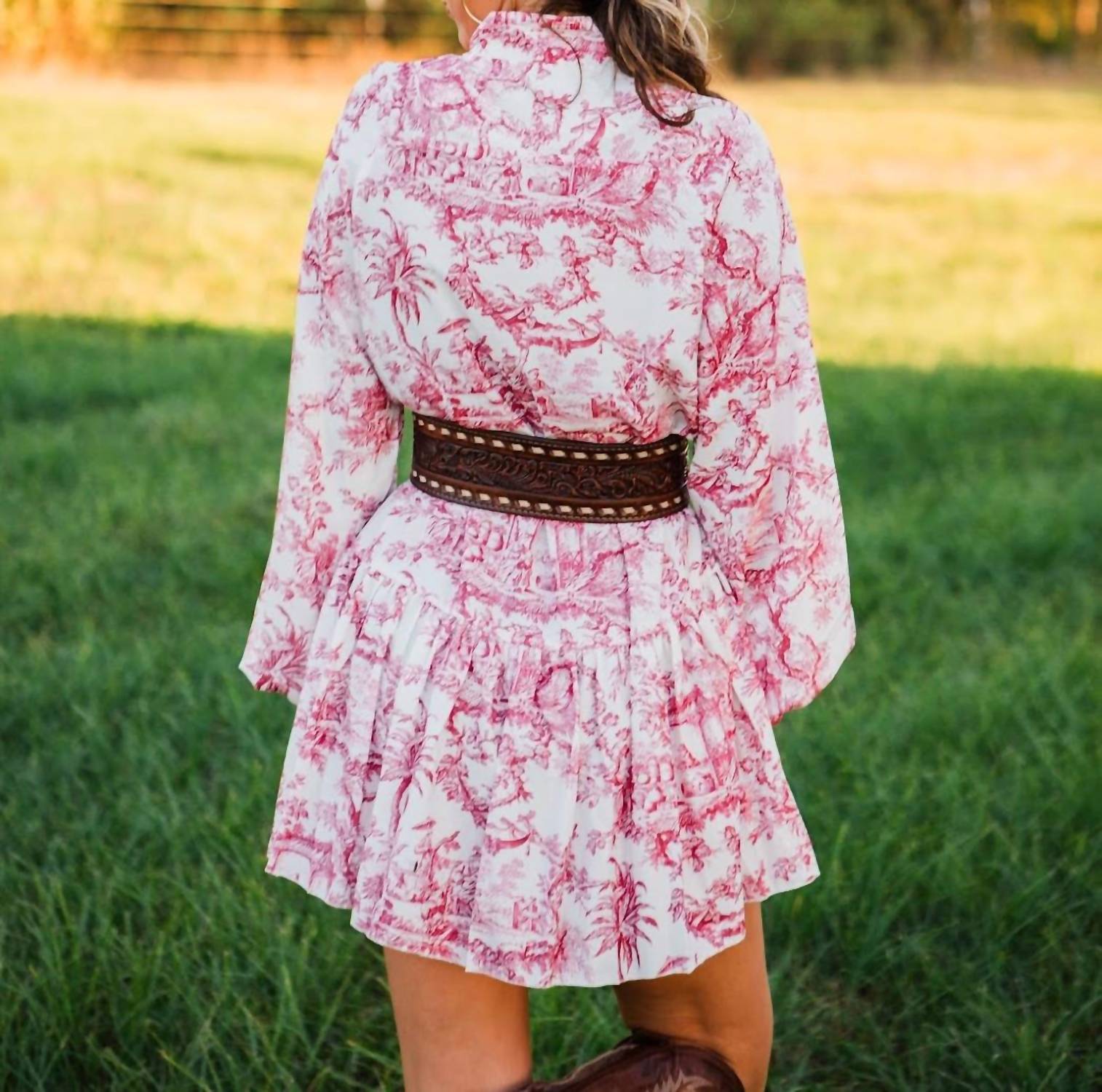 Hiddenbrand O'malley Lace Up Dress in red - women's dress - detail view
