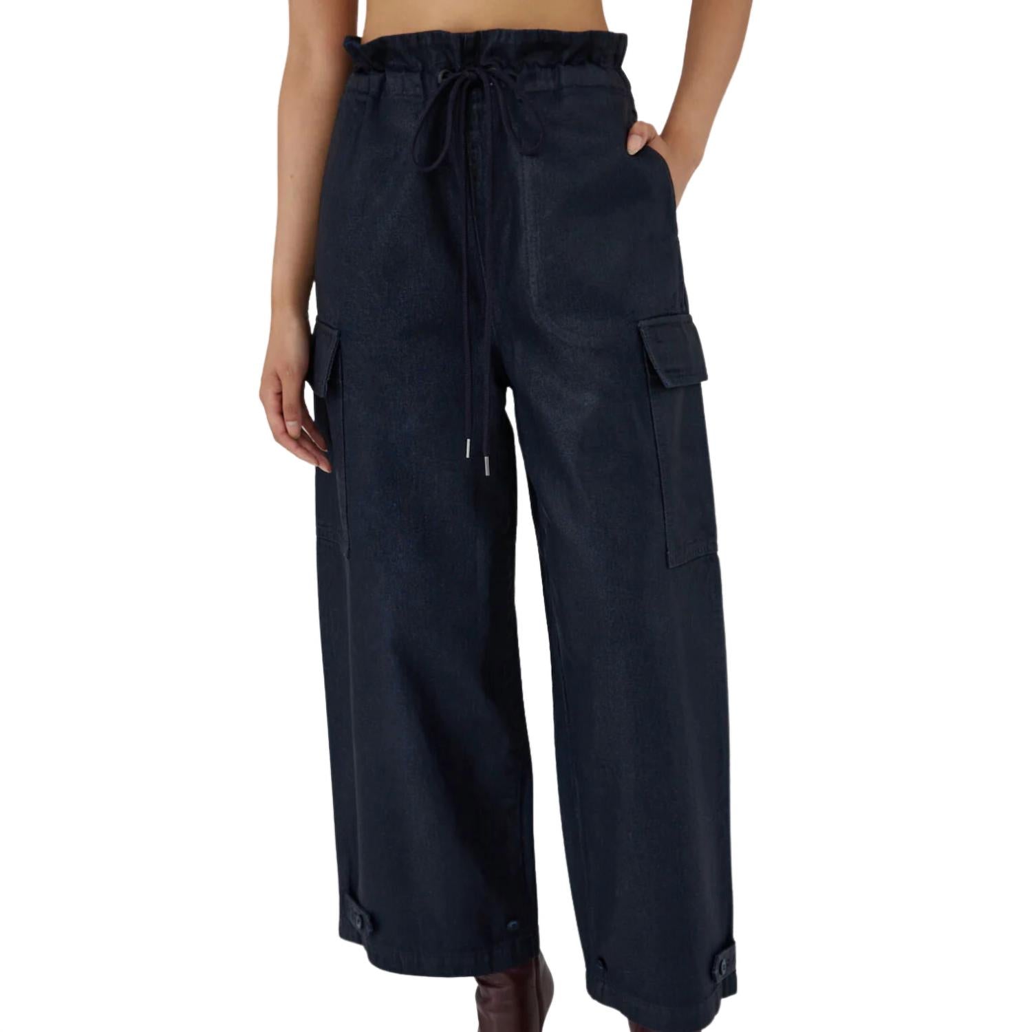 Moussy Women's Adelaide Denim Cargo Pants in dark blue - women's pants
