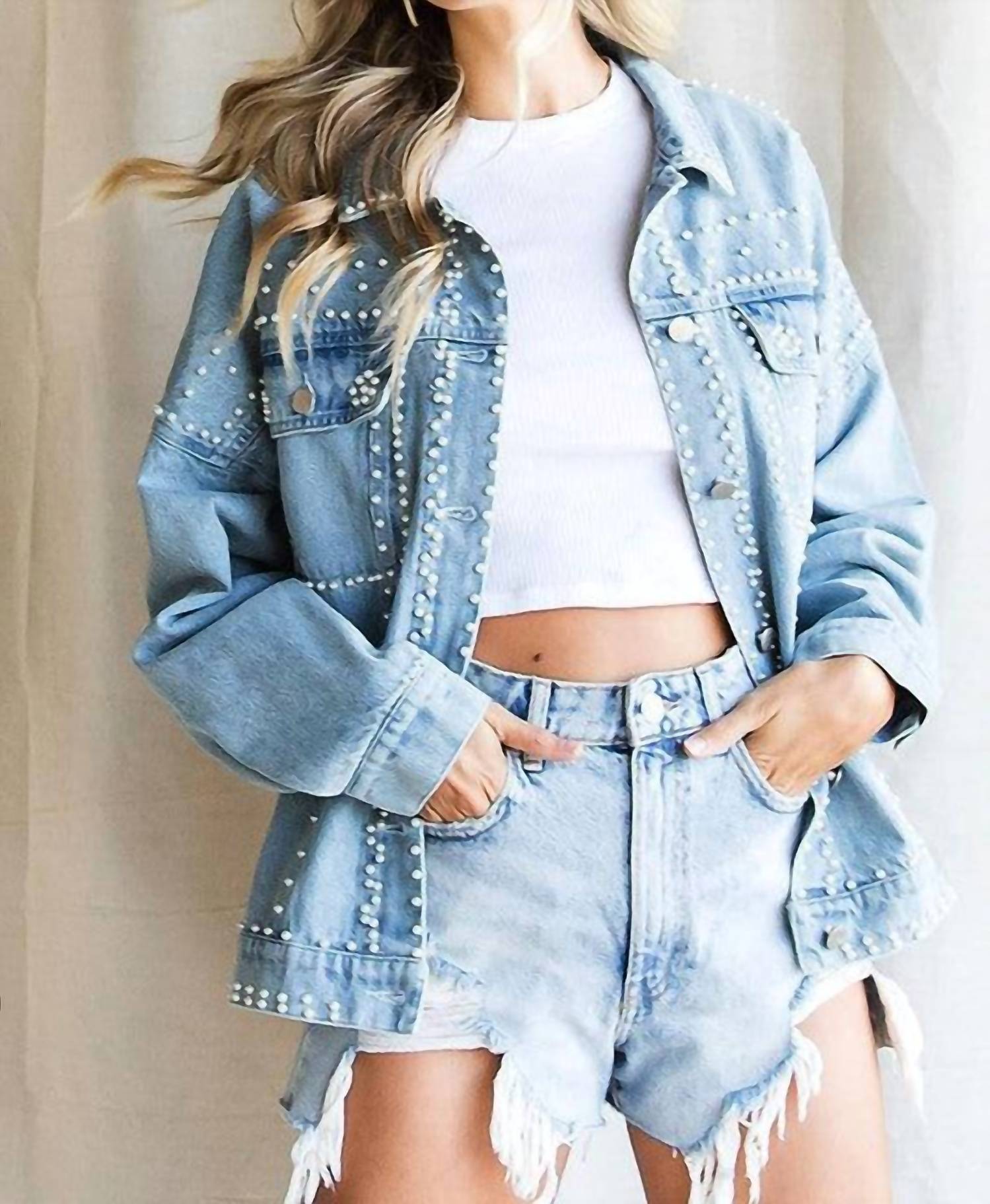 BiBi Downtown Dressy Denim Jacket in blue - women's jacket - view 5