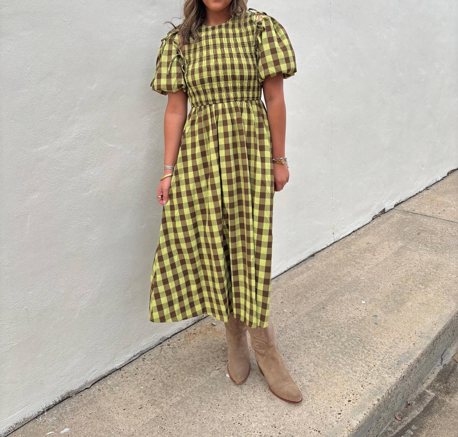 Strut & Bolt - Citron Maxi Checked Dress