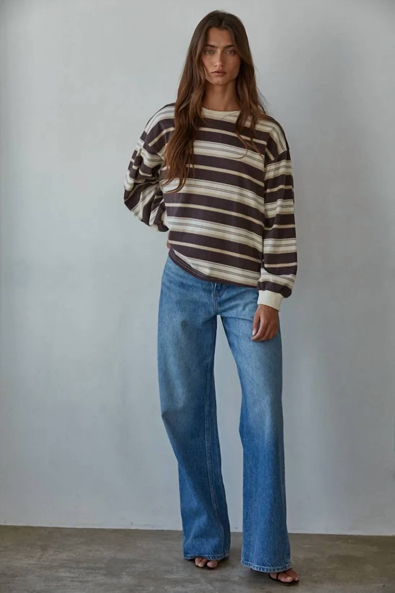 By Together - Striped Crew Neck Long Sleeve Top