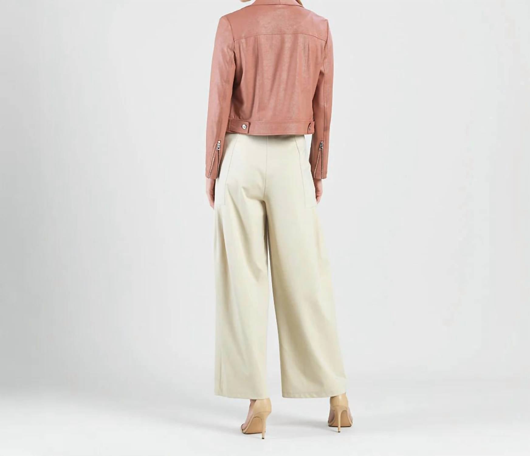 Clara Sunwoo - Liquid Leather Zip Cuff Moto Waist Jacket