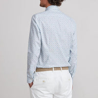 Emanuel Berg Harvard Mandala Print Shirt in light pastel blue - men's shirt - detail view