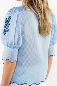 Thml - Flower Embroidered Pinstripe Top