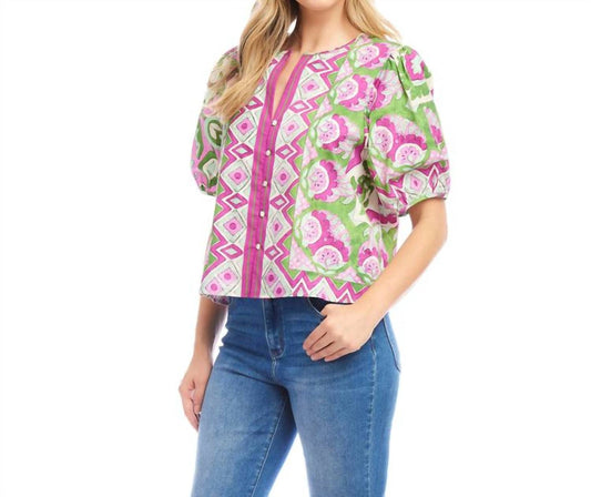 Karen Kane - Puff Sleeve Button-front Shirt