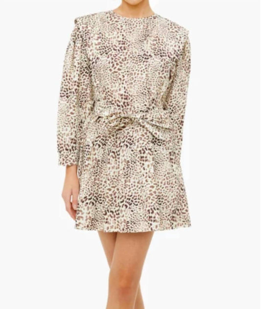 Sea - Calla Cheetah Long Sleeve Belted Tunic Dress