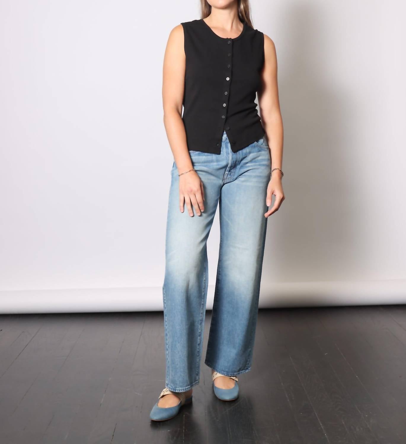 Mother - Lil Dodger Button Sneak Straight Jeans