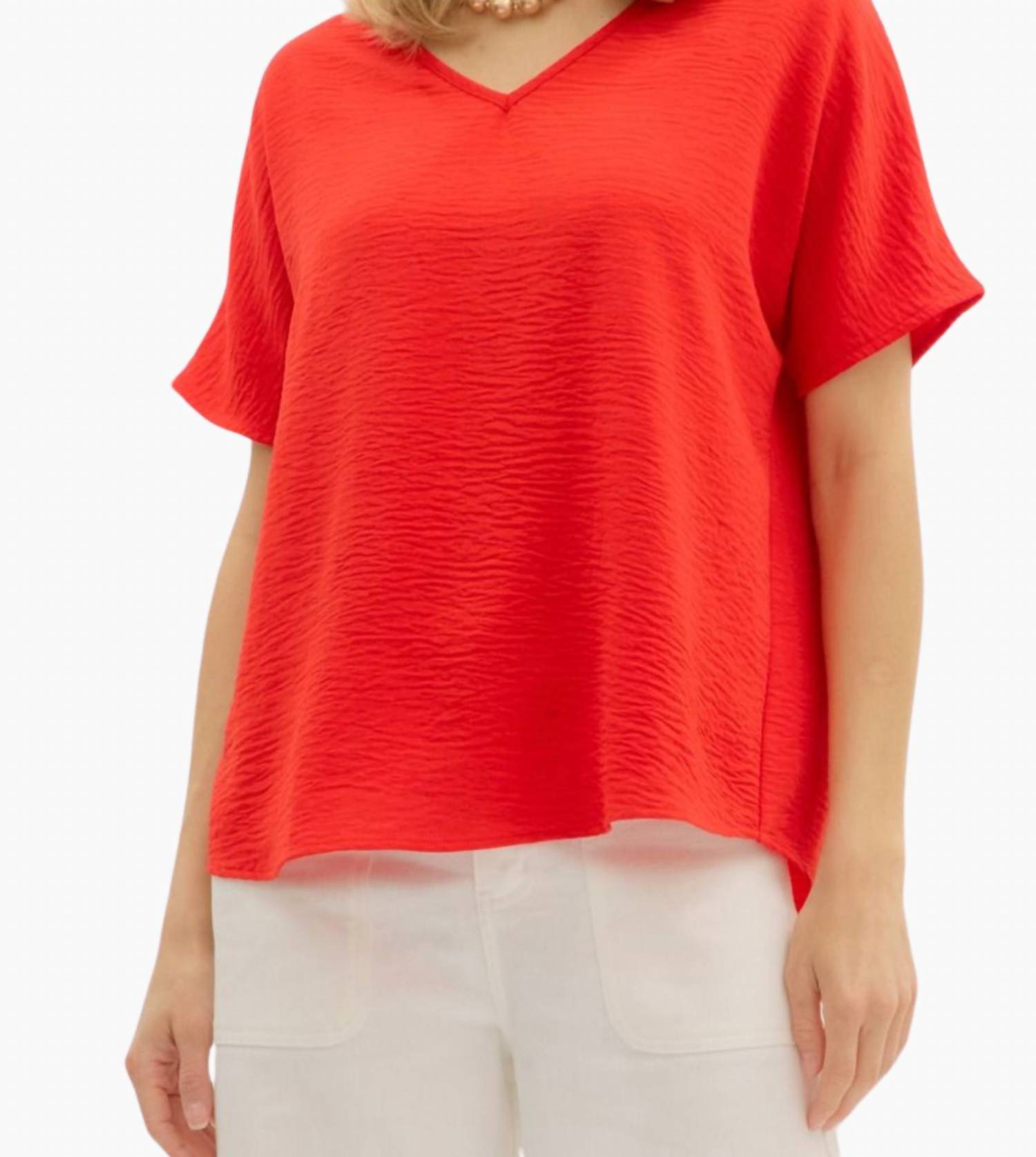 Entro - Dana V-neck Short Sleeve Pullover Top