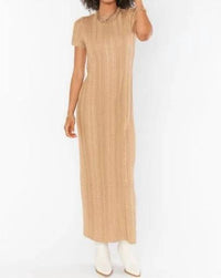 Show Me Your Mumu Valleta Midi Dress in gold shimmer knit - women's dress