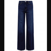 L'Agence Scottie High Rise Wide Leg Jeans in koval dark wash - women's jeans - detail view