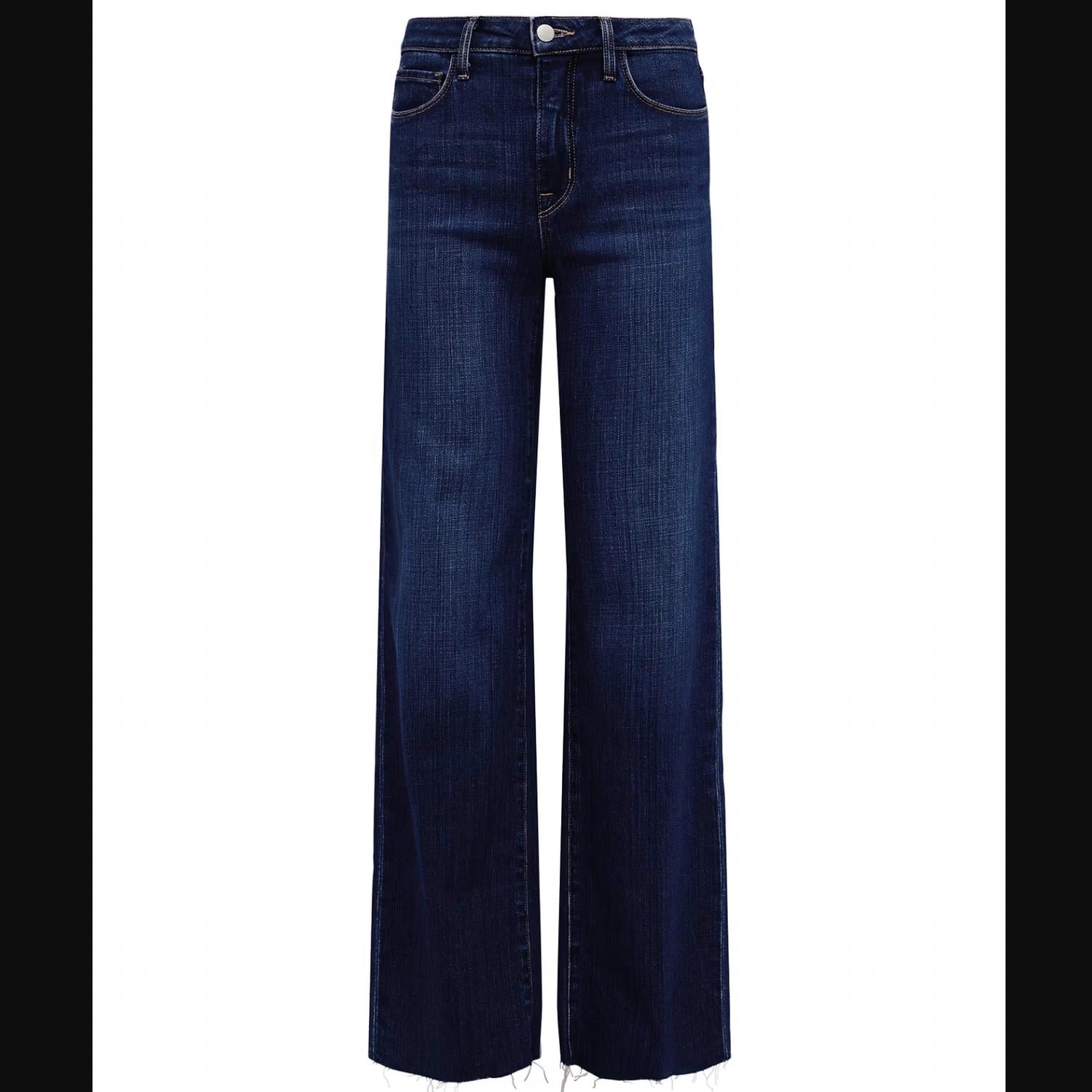 L'Agence Scottie High Rise Wide Leg Jeans in koval dark wash - women's jeans - detail view