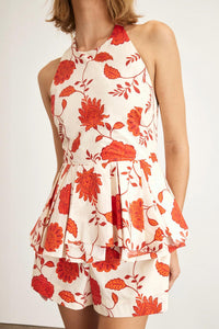 TANYA TAYLOR Celeste Halter Neck Top in cream tomato - women's blouse