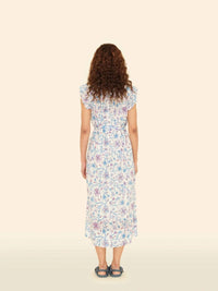 XIRENA April Midi Dress in ivory blue - women's dress - detail view