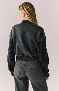 Chaser Fullerton Zip Up Jacket in true black - women's jacket - detail view