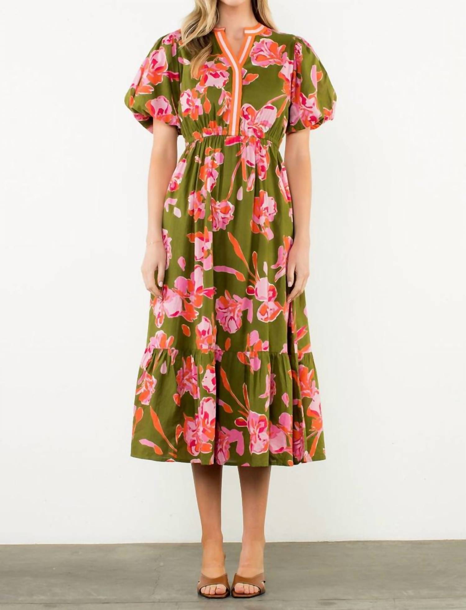 Thml - Puff Sleeve Flower Print Dress