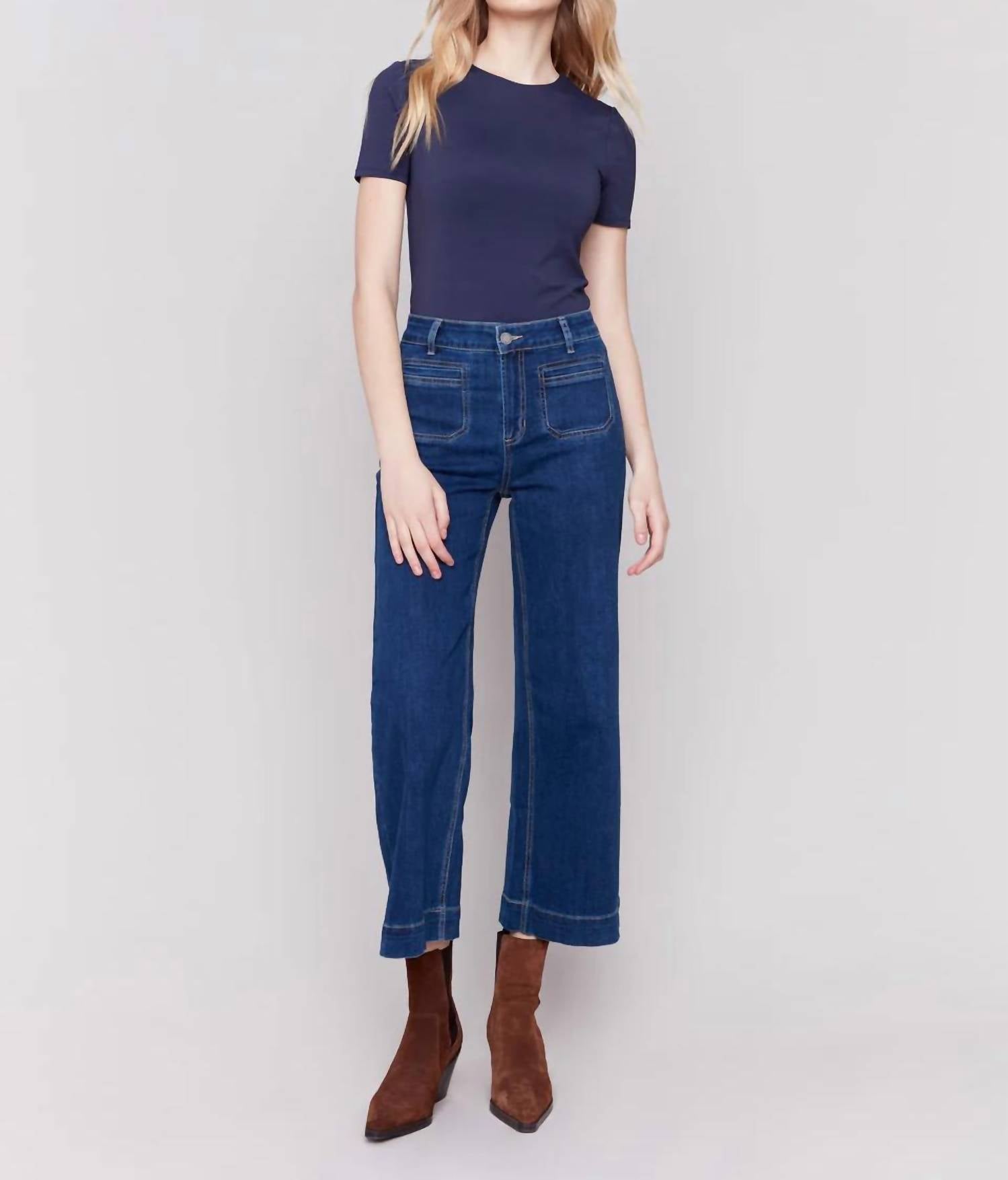 Charlie B - Cropped Flare Patch Pocket Jean