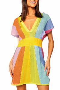 Queen Of Sparkles - Rhinestone V Neck Mini Dress