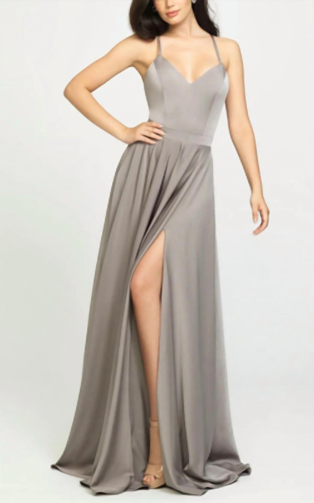 Madison James - A-line Dress With Criss Cross Back and Slit