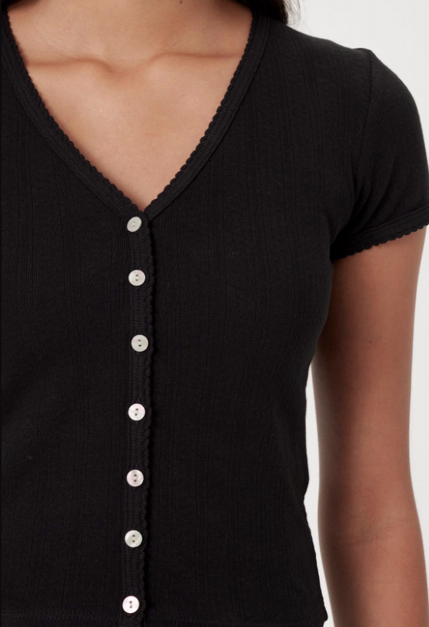Goldie Tees - Ellie Pointelle Short Sleeve Cardigan
